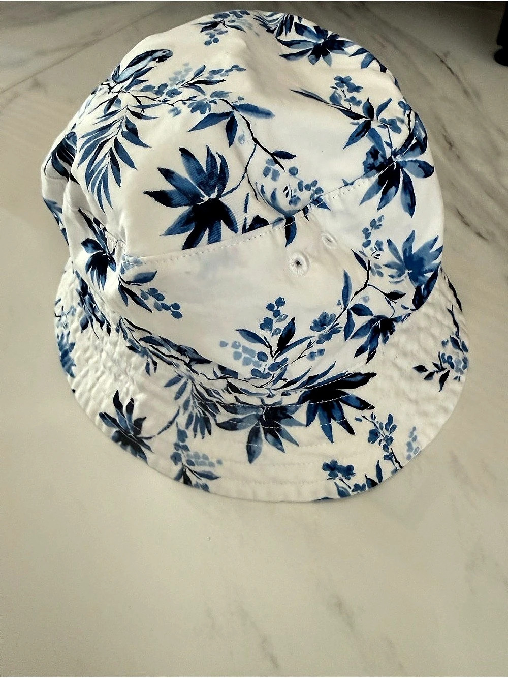 Janie and Jack Blue Floral Bucket Hat White & Blue Size 10 to 12
